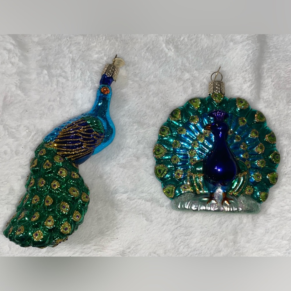 Old Christmas Ornaments - Peacocks